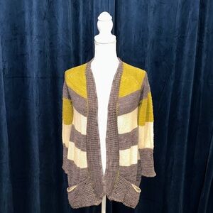 Boutique - Striped Open-Front Cardigan Sweater